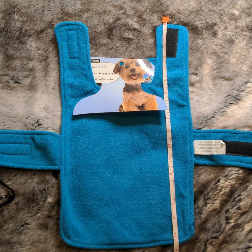 Sold🌷5 for $20🌷 SM - ADD-ON: Teal Reversable Polar Fleece Dog Coat - Picture 6 of 8